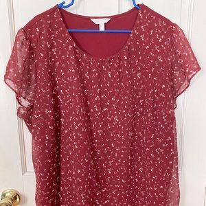 Lauren Conrad Clip Dot Mixed Media Blouse 3x